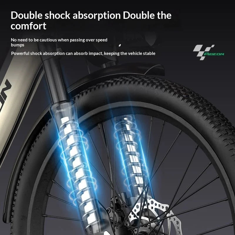 24-inch wear-resistant tire electric bike, 400W 36V30AH capacity battery electric bicycle, adult ebike with basket and rear seat