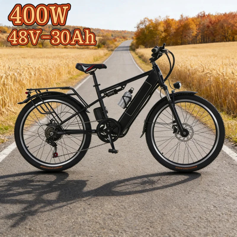 26-inch electric bicycle, 400W motor, 48V 30AH battery, adult ebike, multiple colors available, fashionable electric bike