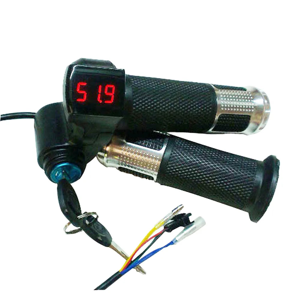12V/24V/36V/48V/60V/72V/84V/96V E-bike Throttle with Battery Power LCD Display Switch Handlebar Grips for Electric Bike/Scooter