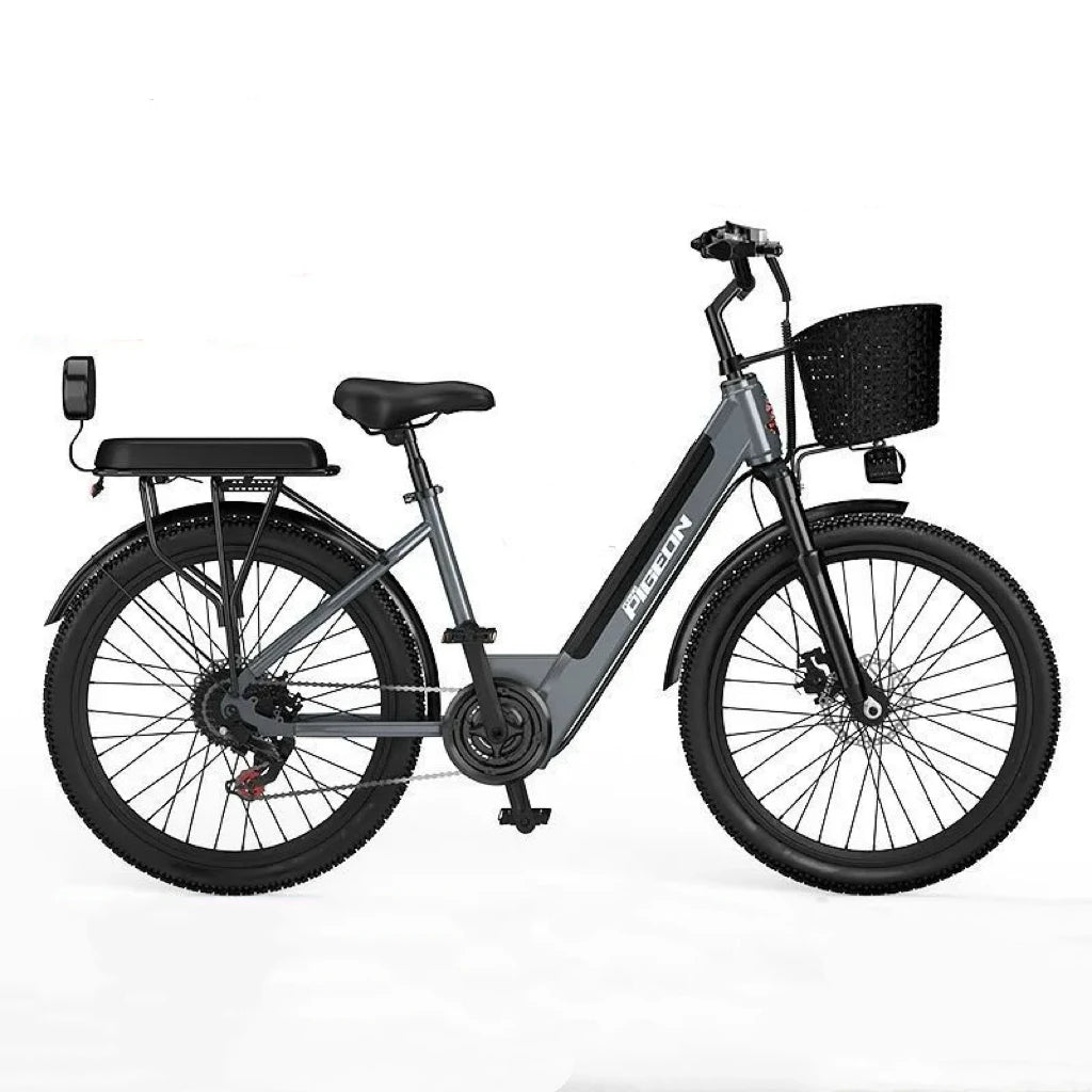 24-inch wear-resistant tire electric bike, 400W 36V30AH capacity battery electric bicycle, adult ebike with basket and rear seat