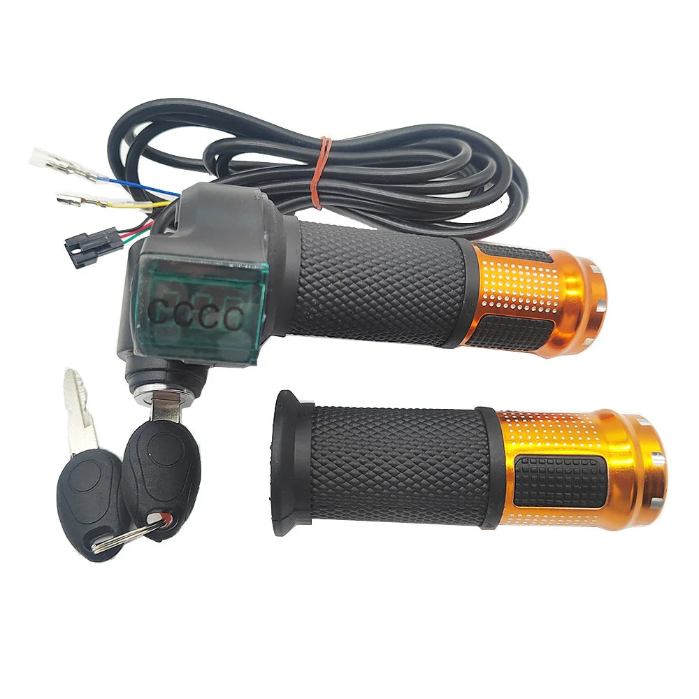 12V/24V/36V/48V/60V/72V/84V/96V E-bike Throttle with Battery Power LCD Display Switch Handlebar Grips for Electric Bike/Scooter