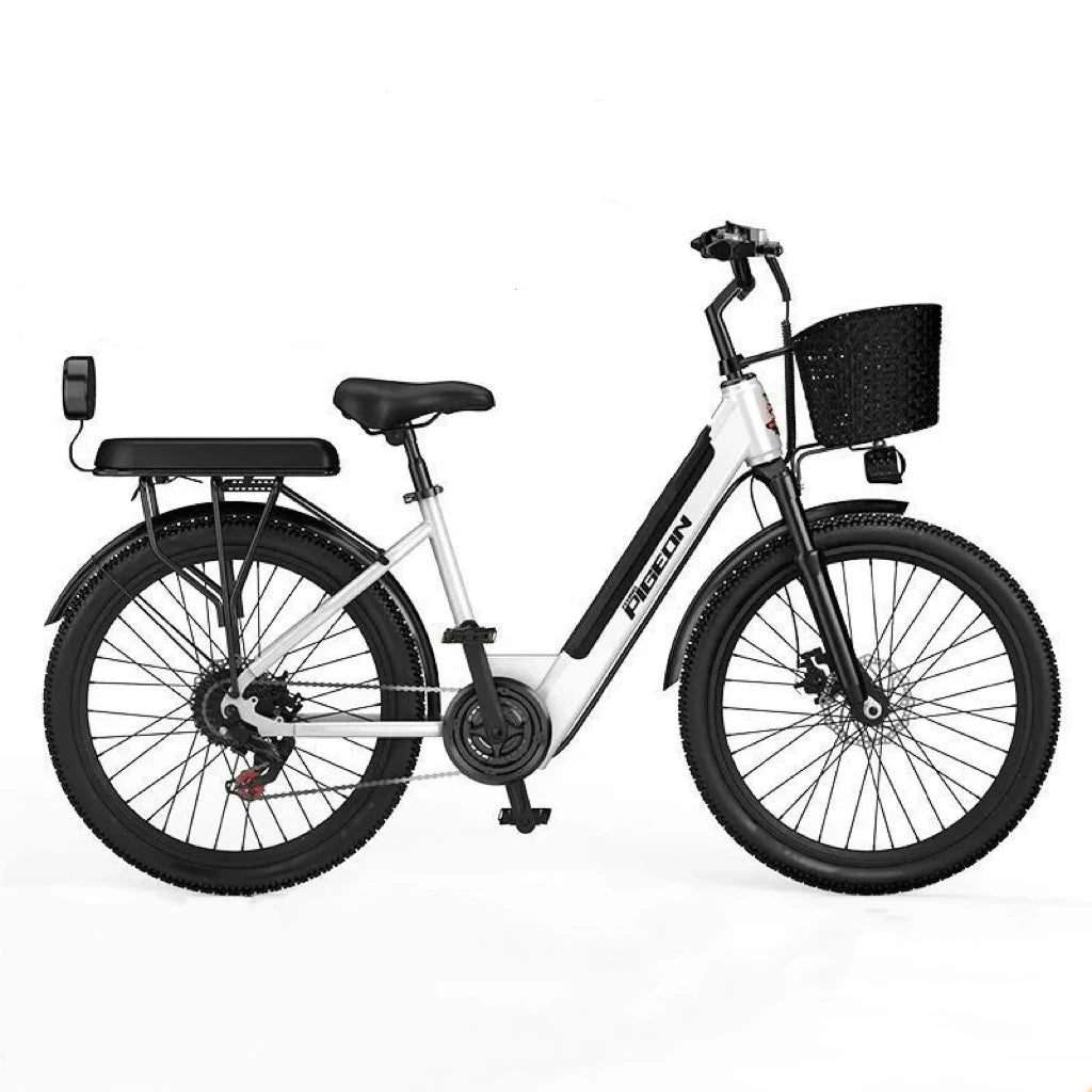 24-inch wear-resistant tire electric bike, 400W 36V30AH capacity battery electric bicycle, adult ebike with basket and rear seat