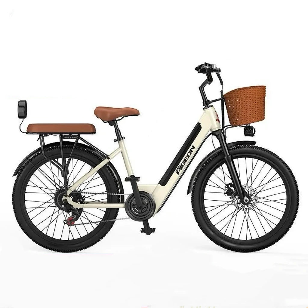 24-inch wear-resistant tire electric bike, 400W 36V30AH capacity battery electric bicycle, adult ebike with basket and rear seat