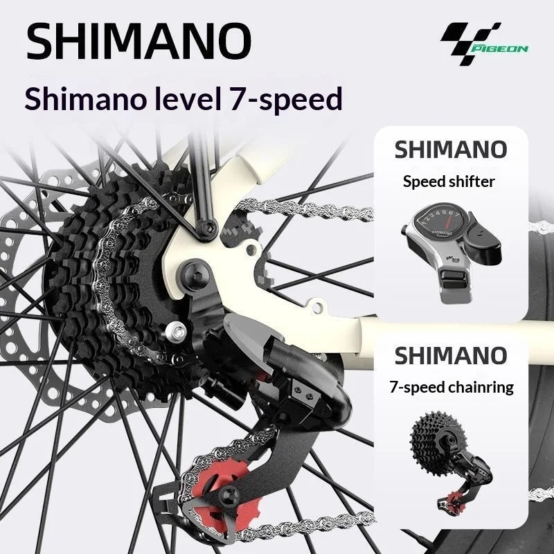 24-inch wear-resistant tire electric bike, 400W 36V30AH capacity battery electric bicycle, adult ebike with basket and rear seat