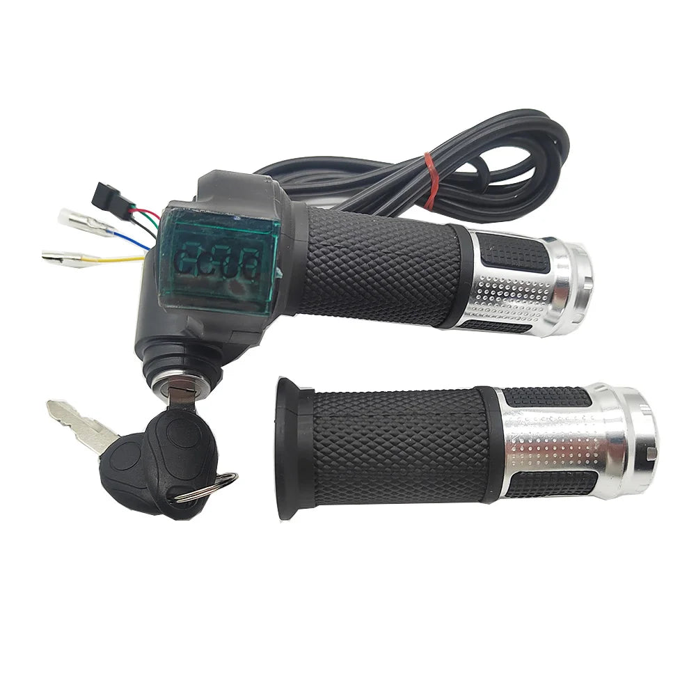 12V/24V/36V/48V/60V/72V/84V/96V E-bike Throttle with Battery Power LCD Display Switch Handlebar Grips for Electric Bike/Scooter