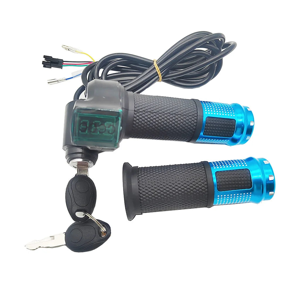 12V/24V/36V/48V/60V/72V/84V/96V E-bike Throttle with Battery Power LCD Display Switch Handlebar Grips for Electric Bike/Scooter